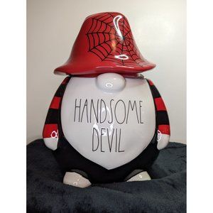Rae Dunn Halloween Spooky Gnome Cookie Jar Canister New Handsome Devil